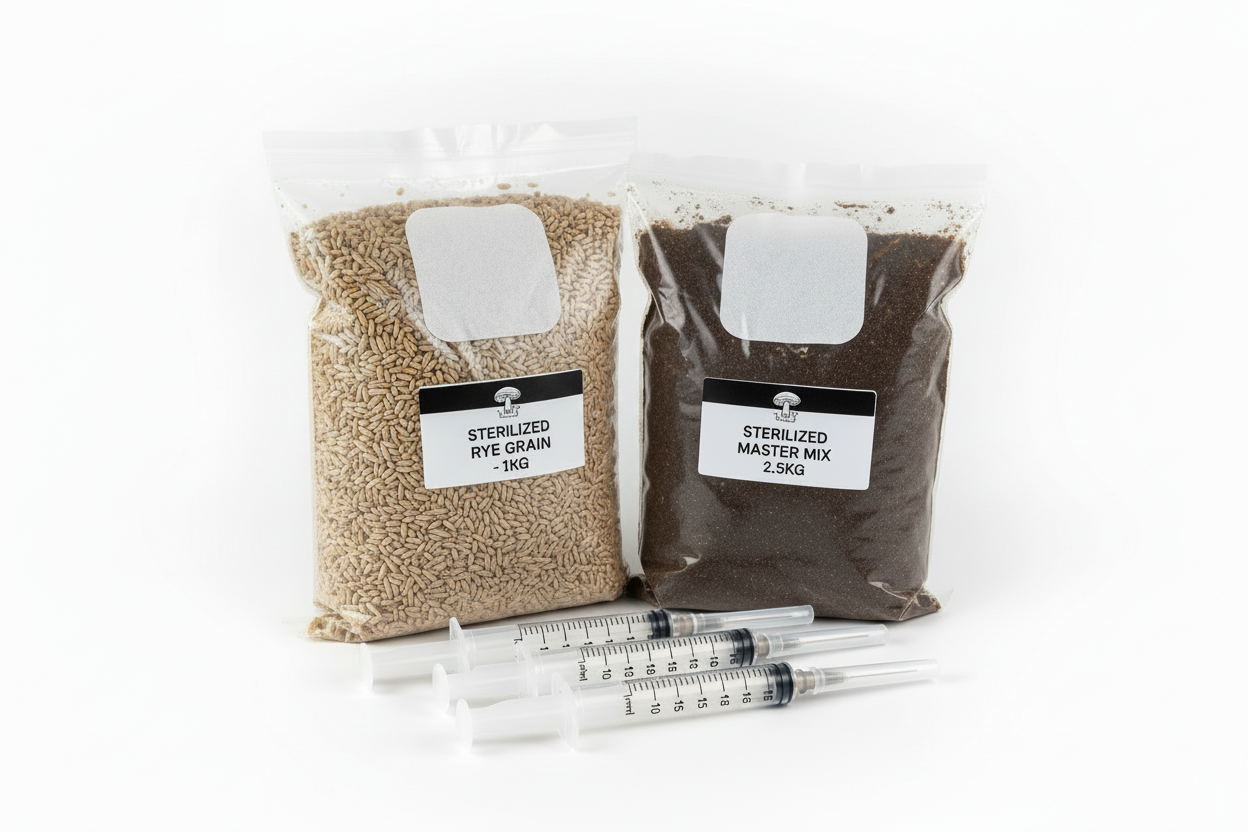 rempli les seringues avec du mycelium et retire le pois sur les sac